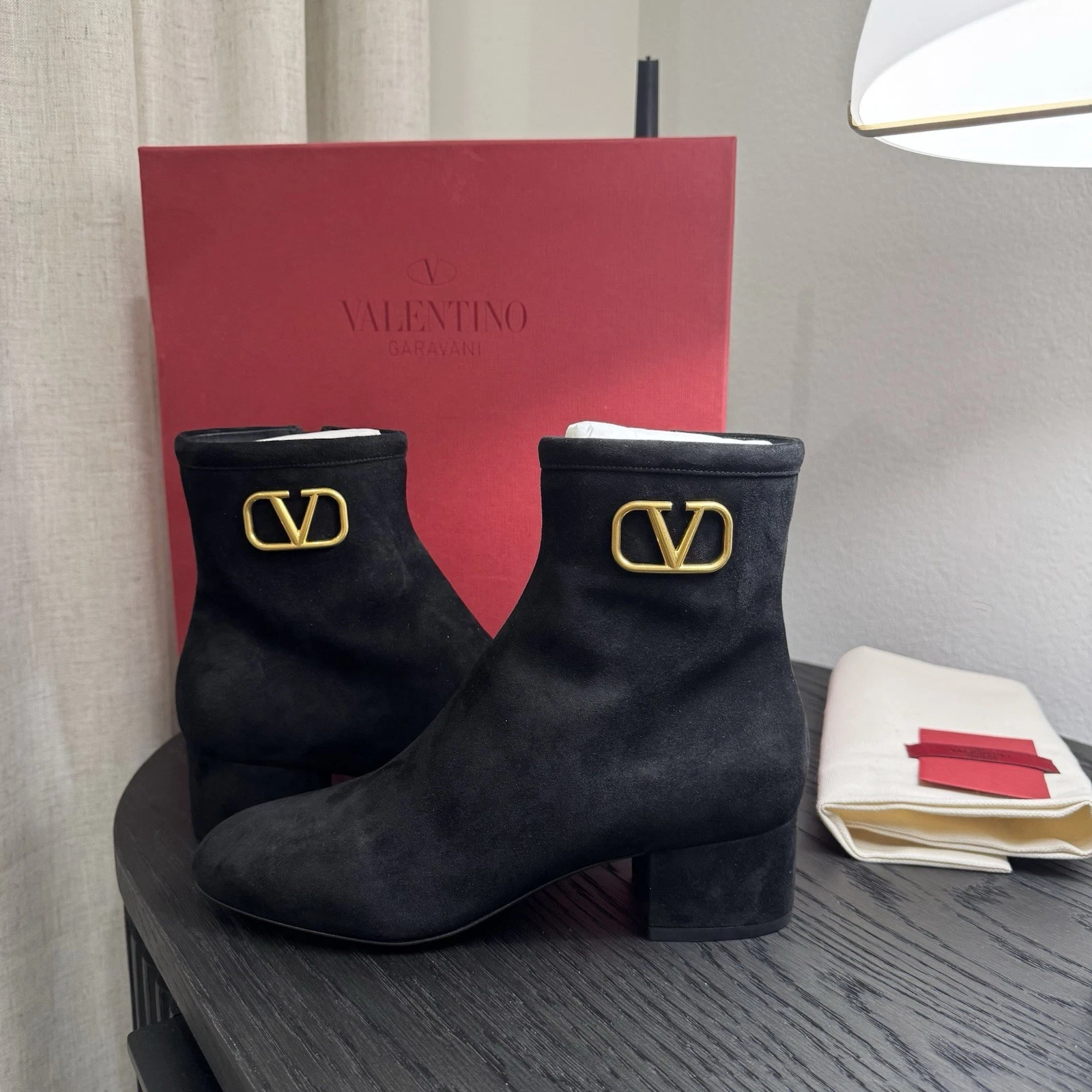 Valentino — Valentino Garavani V-Logo Ankle Boots Suede Black 38