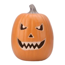 13" Jack O Lantern Halloween Pumpkin Scary Face Prelit Waterproof Pumpkin Decor