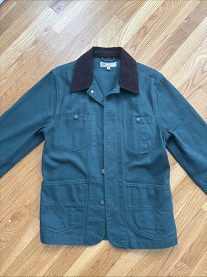 #ad J.CREW Wallace amp; Barnes Canvas Chore Jacket Green Button Down Men#x27;s Size Small $36.00