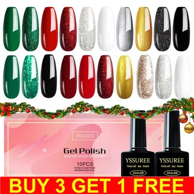 COLORLIFE-UK 10X Christmas Gel Nail Polish Set Limited Edition Soak off UV LED Base Top Coat