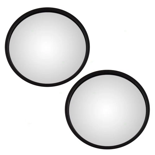 Set of Universal Convex Stainless Steel 7.5" Round Side Mirrors with L Brackets