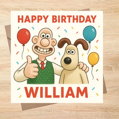 Wallace & Gromit Personalised Birthday card 150mm-150mm