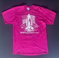 Vintage NASA Kennedy Space Center T-Shirt Size Large Pink USA Made 90s