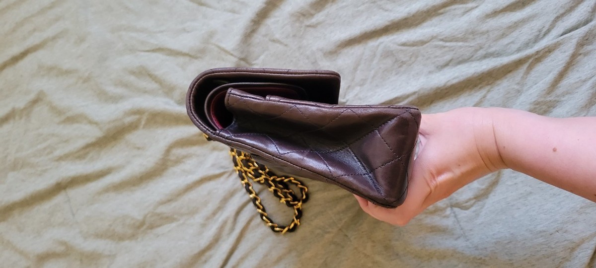 CHANEL Classic Medium Double Flap 24K Gold Plated Hardware Brown