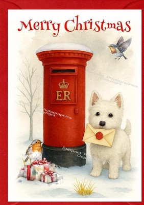 West Highland White Terrier/Westie Weihnachtskarte (4''x 6'') (innen leer)