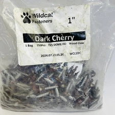 (BAG OF 250)  WILDCAT FASTENERS 1" DARK CHERRY T25 DOME HD WOOD CLAW WCL1DC