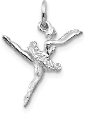 14K Weißgold poliert 3-dimensional Ballerina Charm