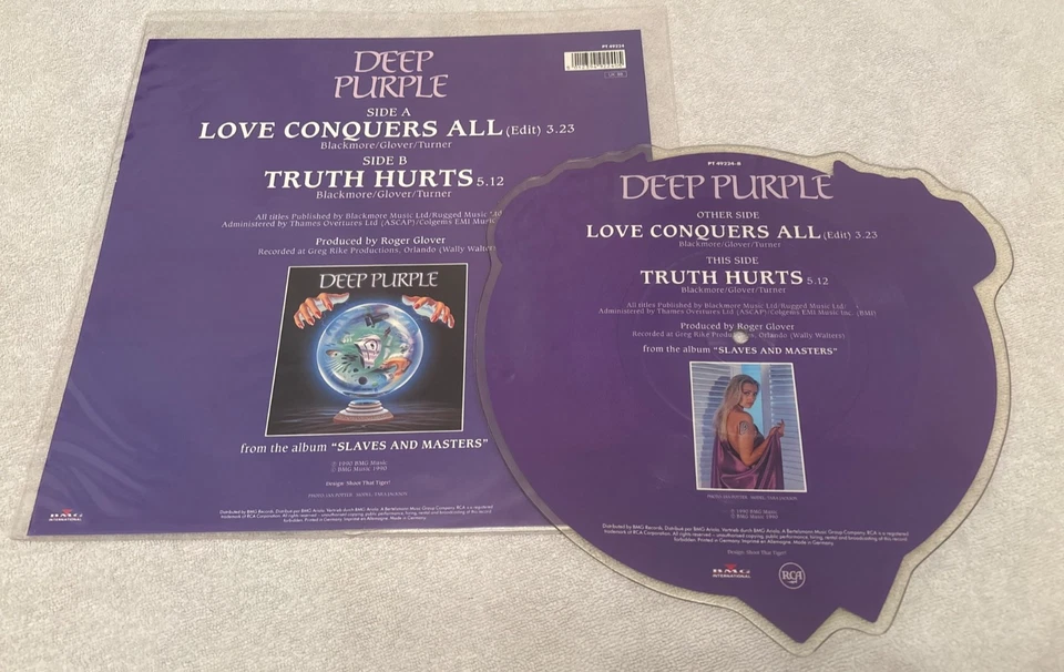 DEEP PURPLE Love Conquers All 7” Shaped Picture Disc Vinyl Limited Edition MINT - Image 2 of 2