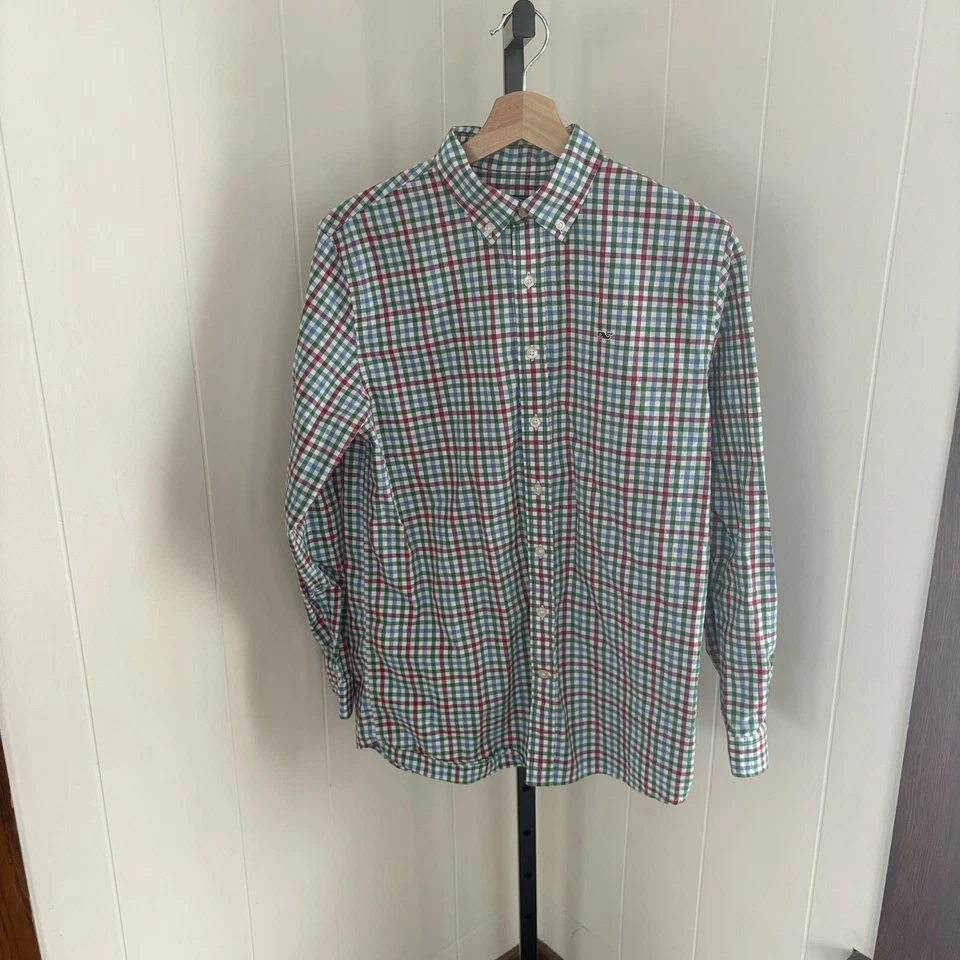 Vineyard Vines Long Sleeve Button Down Multicolor Plaid Whale Shirt Youth XL 18 - Image 2 of 4
