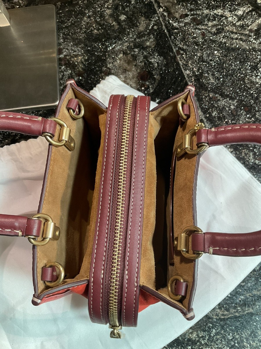 🍁COACH ORANGE/RED/MULTI COLORBLOCK ROGUE 17 Crossbody CB573