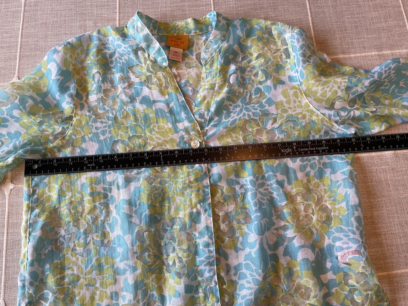 Ruby Rd Women's Sheer Button Down Top Tropical Co… - image 13