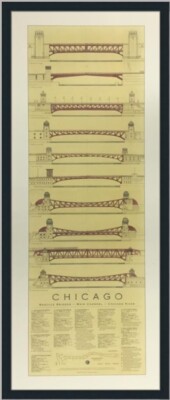 Chicago IL Bascule Bridges Main Channel Chicago River System Custom Framed Print