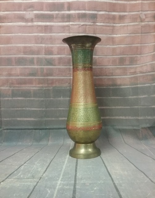 Vintage Etched Brass Vase Made in India eBay