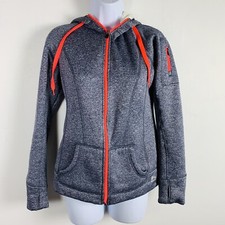 REX Sweatshirt sz S Gray Pink Trim Zip Front Pockets Lined Hoodie Outerwear