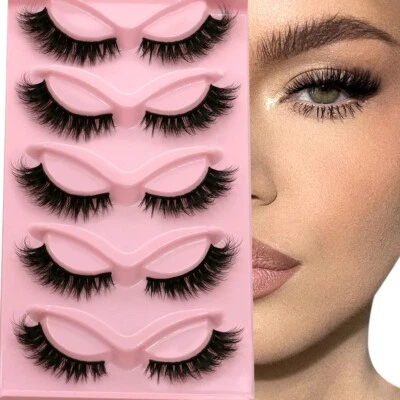 Glam Look Reusable Cat Eye Faux Mink Eyelashes Natural Long Winged EndEye Lashes