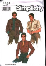 8541 6629 Vintage Simplicity SEWING Pattern Mens Top Stitched Shirt UNCUT 40 OOP