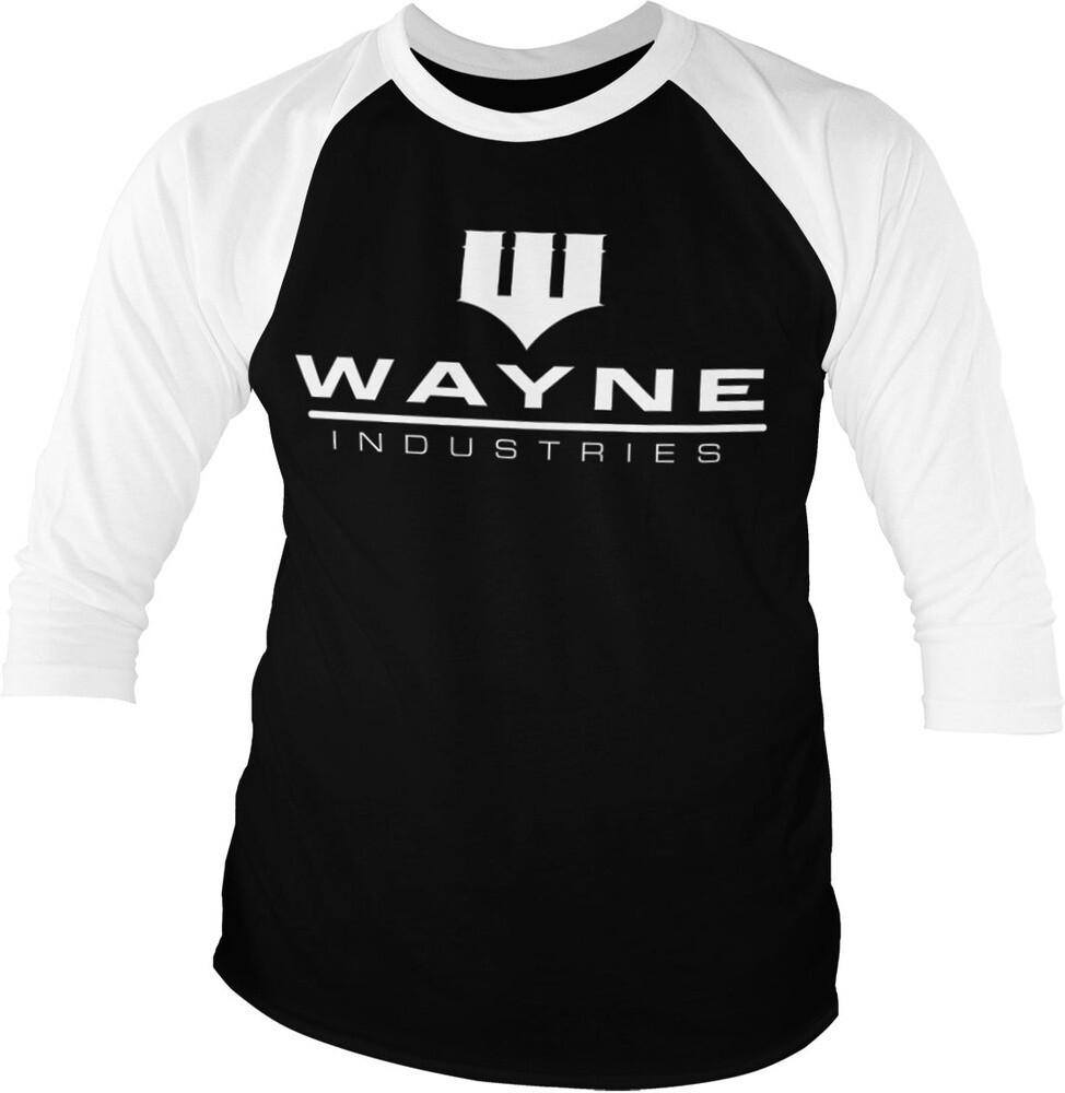 Batman Wayne Industries Logo Baseball 34 Sleeve Tee T-Shirt White-Black 6990₽