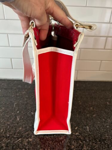 Japanese 1960s Colorful Red White Vinyl Purse Bag Inner Zip Pocket GoGo Girl - Picture 3 of 11