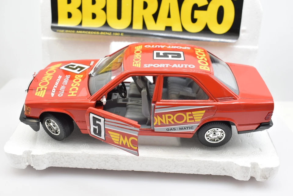 Modellino auto rally scala 1:24 Mercedes Benz 190 E Burago diecast modellismo G - Immagine 3 di 4