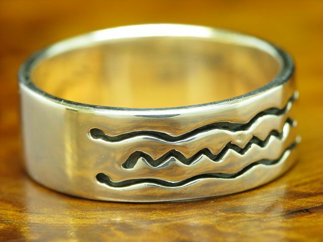 925 Sterling Silver Ring / Wave Pattern / Real Si… - image 2