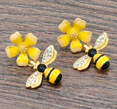 Deliciosos Pendientes de Betsey Johnson Estrás Flor de Abeja - Imagen 8 de 20