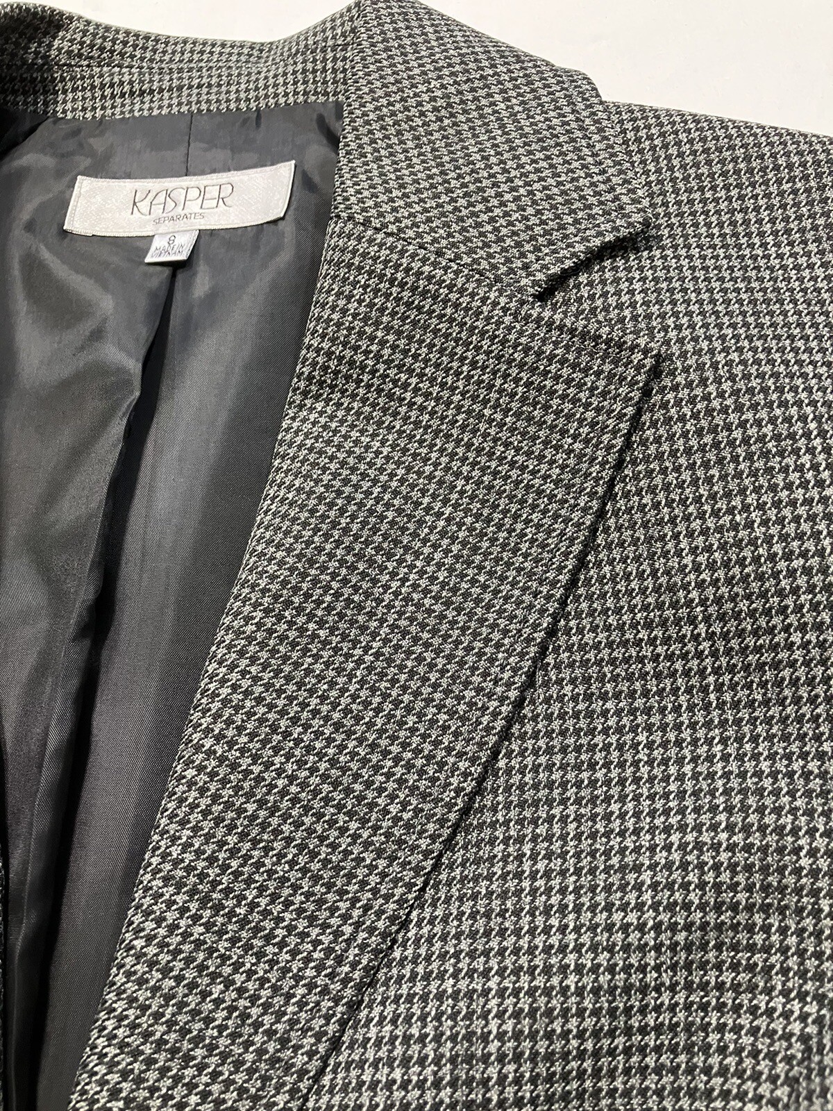 EUC! "Kasper" Fully Lined Polyester Houndstooth B… - image 13