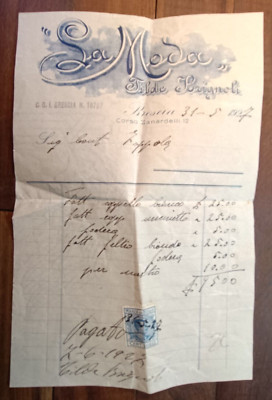 1927 BRESCIA Commercial Advertising Invoice La Moda di TILDE BRIGNOLI-N.26