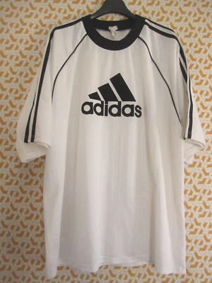Maillot Adidas Blanc noir vintage 90'S Jersey Entrainement Shirt Homme tbe - XL - Photo 1/4