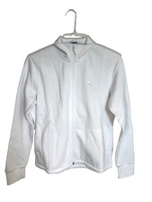 Puma Track White Jacket Silver Logo Full Zip Womens Size S , M Free Ship New