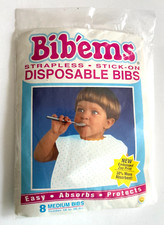 Bib'ems Stick-on Disposable Bibs, 8 Medium Bibs in Package, Toddler size
