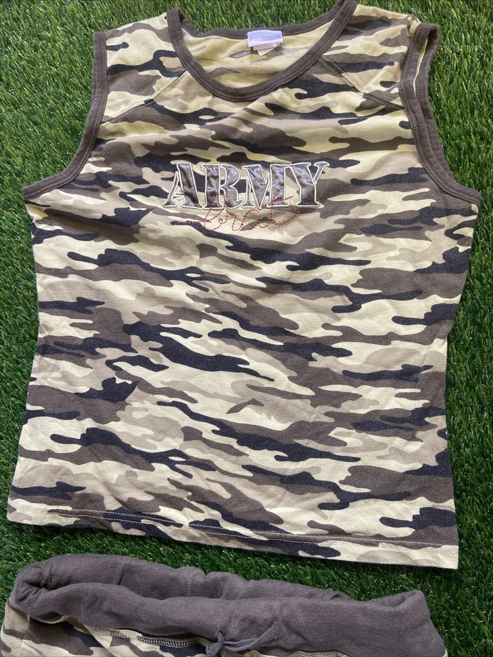 De Colección Sin Límites Mujer Talla L Y2K Camuflaje Carga Militar Verde Ejército Mocoso Prendas para Dormir Foto 3 de 4