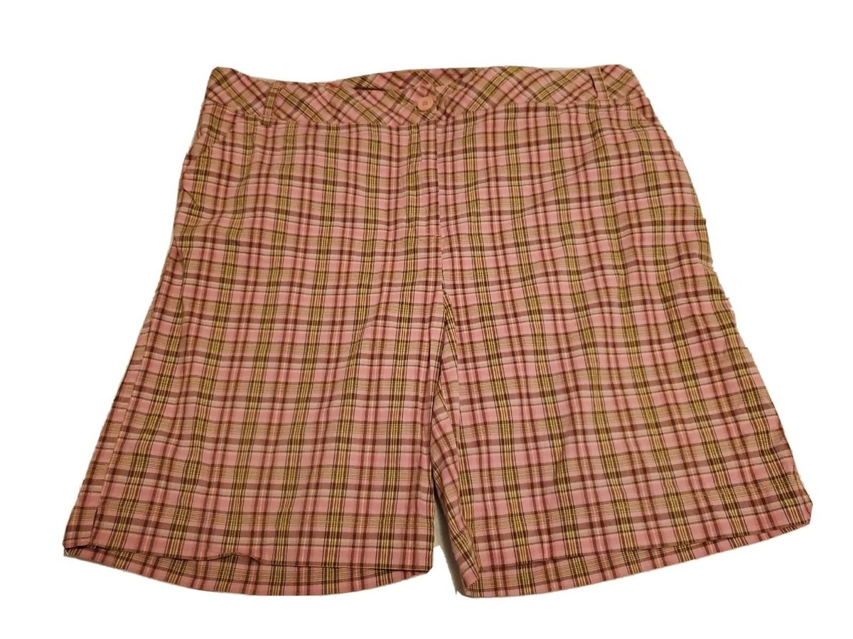 Company Womens Pink Plaid Bermuda Shorts Plus Size 24