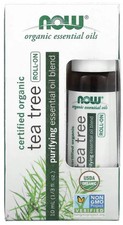 NOW Essential Oils - Certified Organic Tea Tree Roll-On, 1/3 fl oz 10 ml by NO