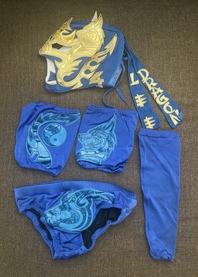 Dragon Lee 4x Signed Ring Worn Used Mask & Outfit BAS Authenticed