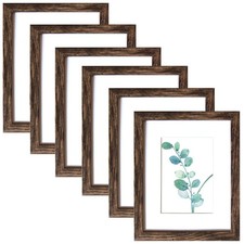 8x10 Picture Frames Rustic Brown Wall Mounting or Tabletop Display, 6PCS