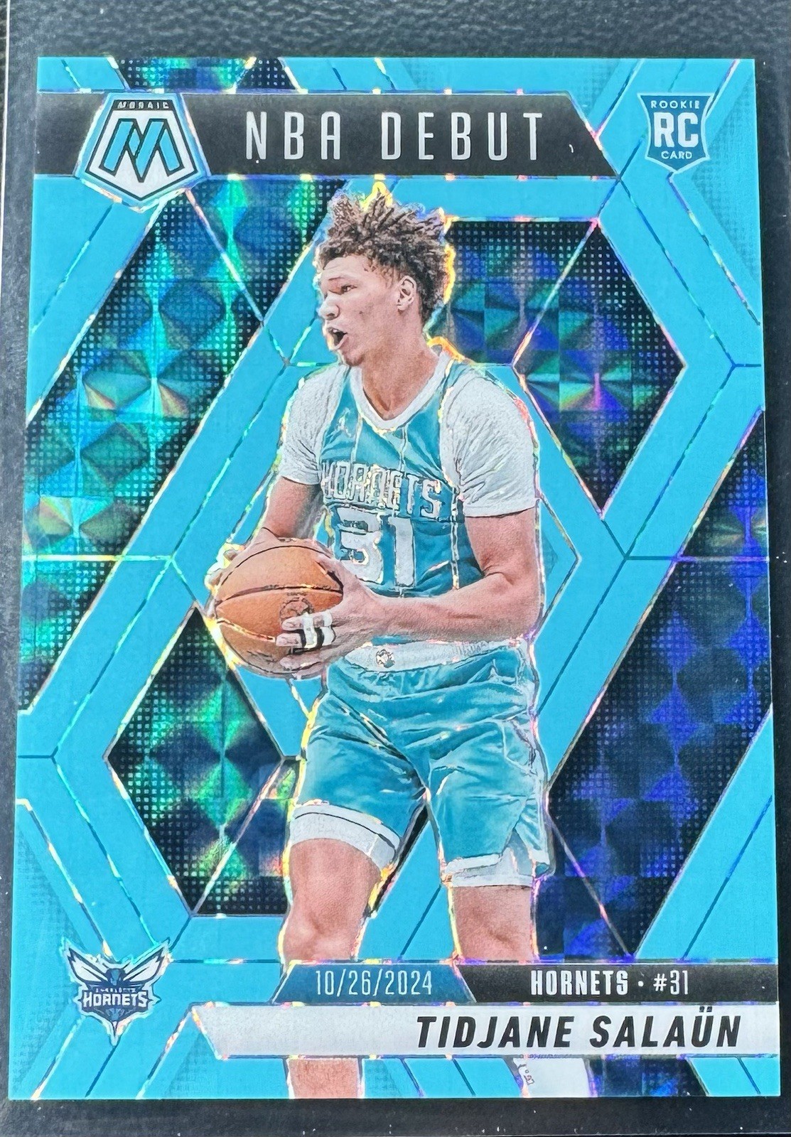 2024 Panini Mosaic NBA Debut Tidjane Salaun Blue Fluorescent /75 Color Match SSP