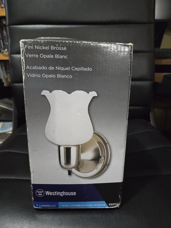 Wall Mount Light Fluted Glass Westinghouse #66654 Nickle Finish On Off Switch - Image 4 of 4