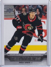 2023-24 Upper Deck Series 1 Debut Date #DD-10 Ridly Greig - Ottawa Senators