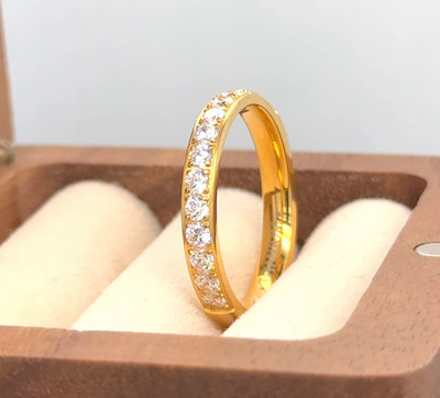 Stackable White CZ Eternity Band 3mm Gold Titanium Promise Ring Finance Gifts