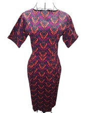 ASOS magenta deco print  Red and Black Baroque Midi Dress  SZ-4