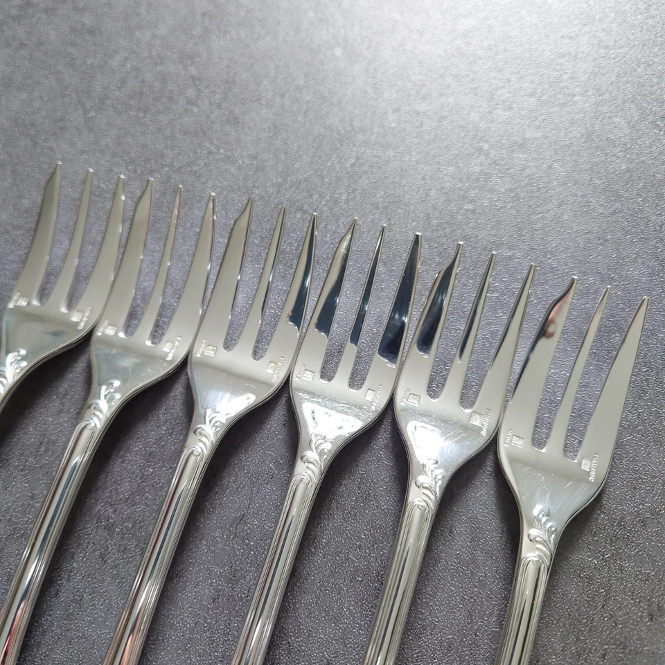 Tenedor para pasteles Christofle Marly 6 piezas cubiertos plateados excelente Foto 3 de 4