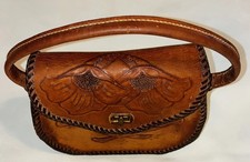 Vintage Tooled Leather Satchel Purse Hand Bag 1980 s Chaparral Floral Design