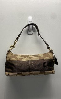 Coach Brown Signature C Canvas Demi Pouch Shoulder Bag Brass Hardware 11096