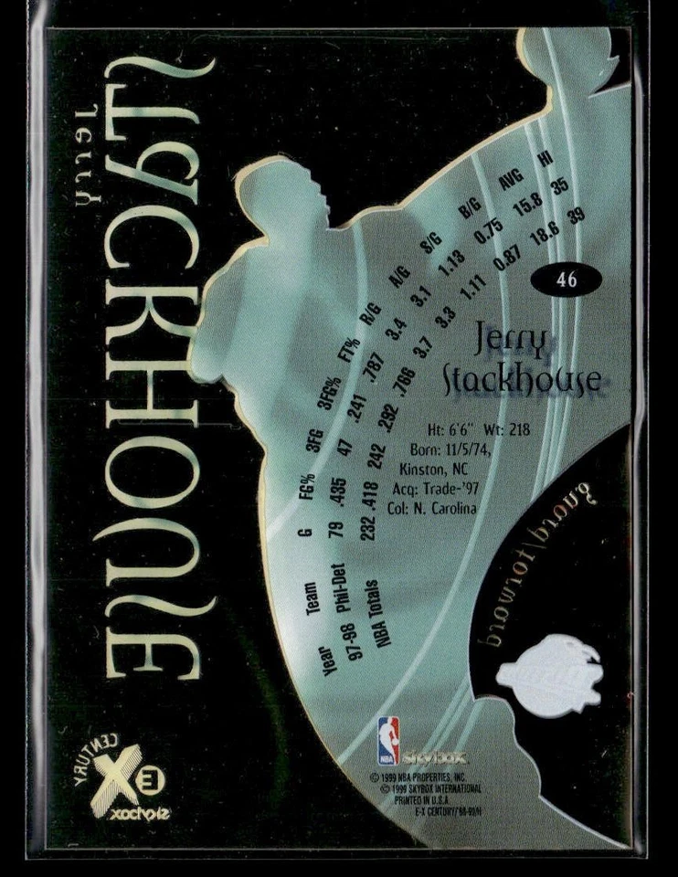 1998-99 SkyBox E-X Century Jerry Stackhouse #46 - Image 2 of 2