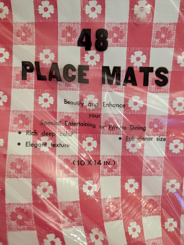 Paper Red/White Buffalo Checked Placemats 48 Unopened Junk Journaling