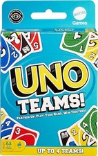 MATTEL GAMES UNO TEAMS CARD GAME FAMILY, TRAVEL, CAMPING, PARTIES - MULTICOLOR