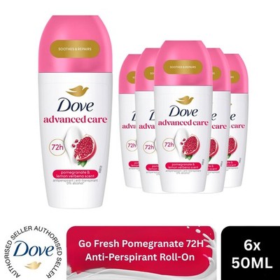 Dove Roll On Go Fresh Granatapfel 72H dauerhaftes Damen Anti-Transpirant 50ml, 6er Pack