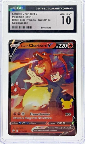 Lance’s Charizard V CGC 10 Gem Mint SWSH133 Celebrations Pokémon Promo Holo 🔥
