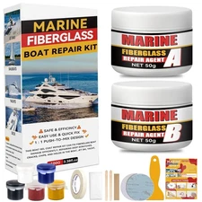 Marine Fiberglass Repair Kit, Boat Gel Coat Repair Kit, Waterproof Fiberglass...