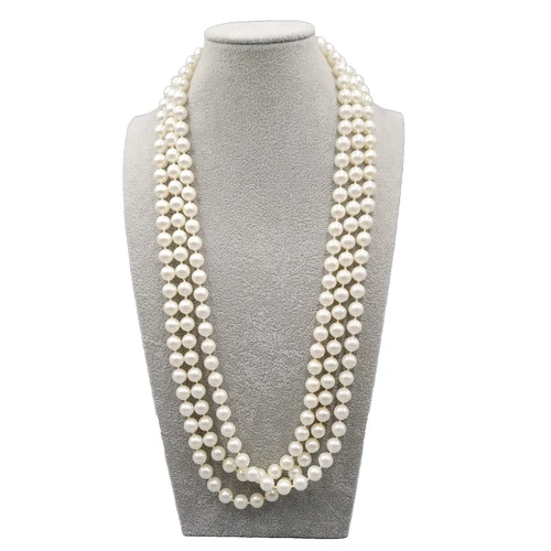 Vintage Flapper Faux Pearls Necklace 80 in SUPER LONG Estate Costume Jewelry